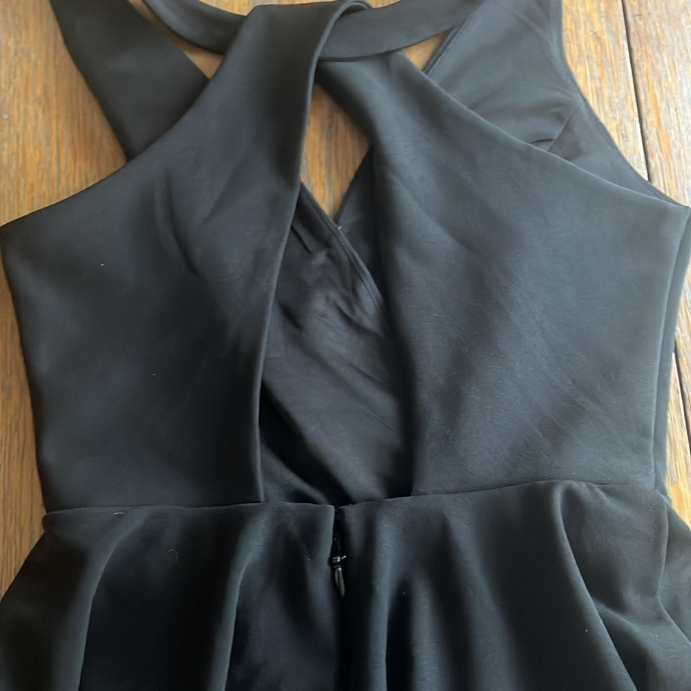 Lulu’s Black Wonder Whirl Twisted Back Skater Dress Size XS Full Skirt Straps - Picture 13 of 15